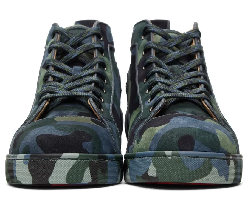 Christian Louboutin Blue & Green Louis Orlato Flat High-Top Sneakers (1220592) (2)