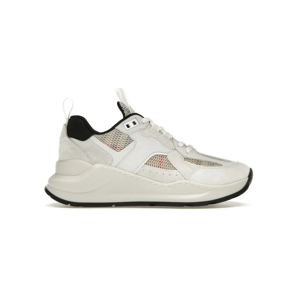 Burberry Logo Print Leather, Suede and Check Mesh Archive Beige White (80634701)
