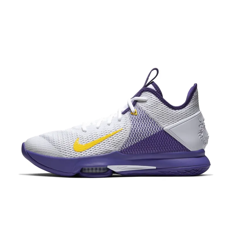 Nike LeBron Witness 4 White/Voltage Purple White/Voltage Purple-Pure Platinum-Metallic Gold (BV7427-100)