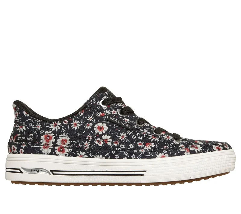 Skechers Slip-ins: Arch Fit Arcade “Wild Nite Sneaker Black / Red” (177184BKWR)