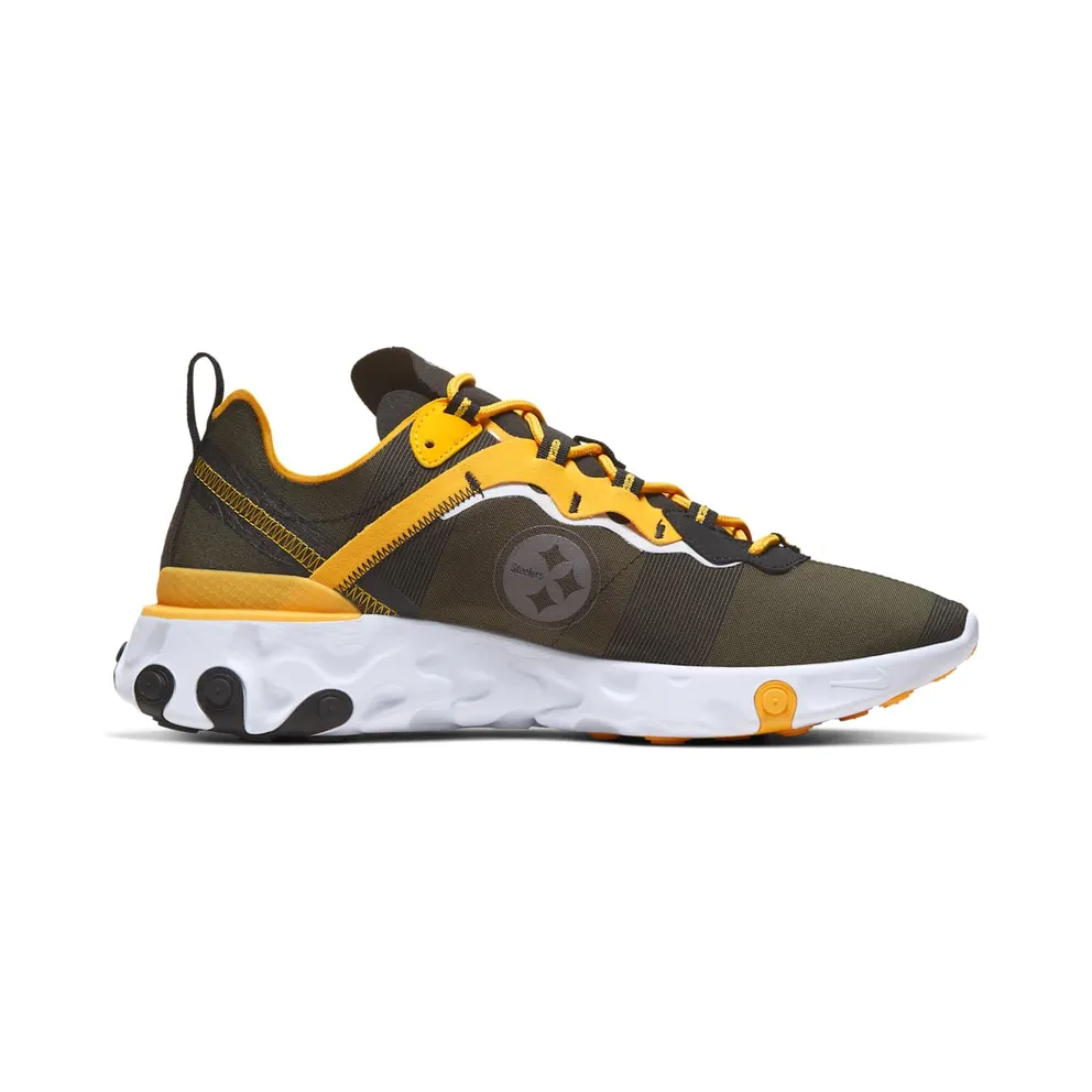 Nike React Element 55 Pittsburgh Steelers Black/White-University Gold (CK4893-001)