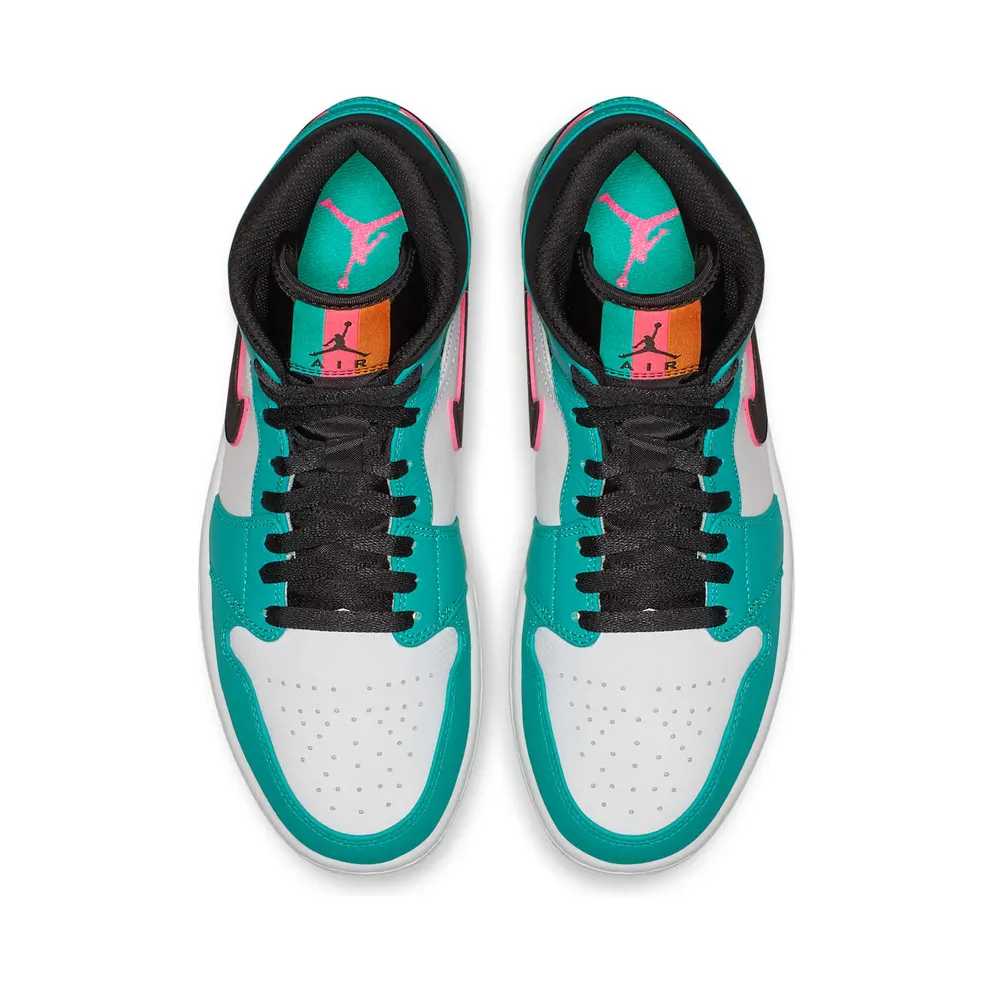 Jordan 1 Mid South Beach Turbo Green/Black-Hyper Pink-Orange Peel (852542-306)