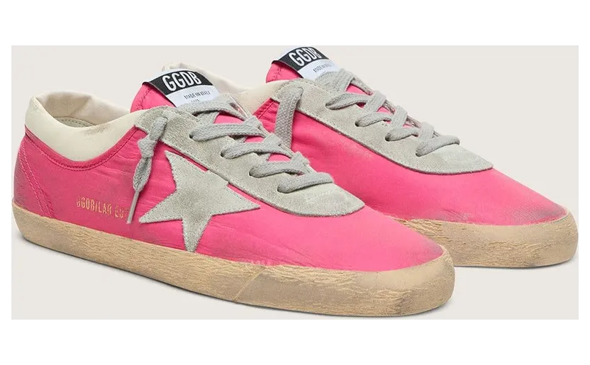 Golden Goose Women’S Super-Star In Neon Pink Nylon With Light Gray Suede Star (GWF01080.F008483.25815) (2)