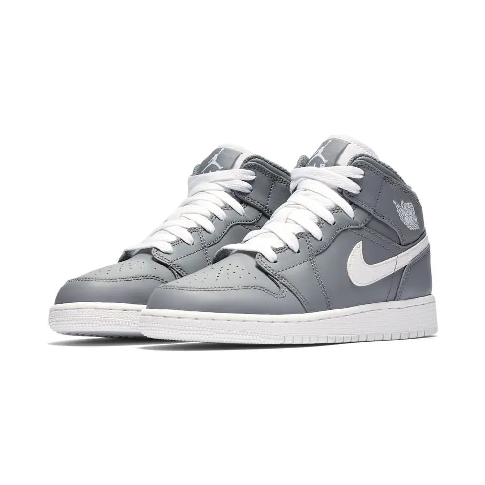 Jordan 1 Mid Cool Grey White (GS) Cool Grey/White-White (554725-036)