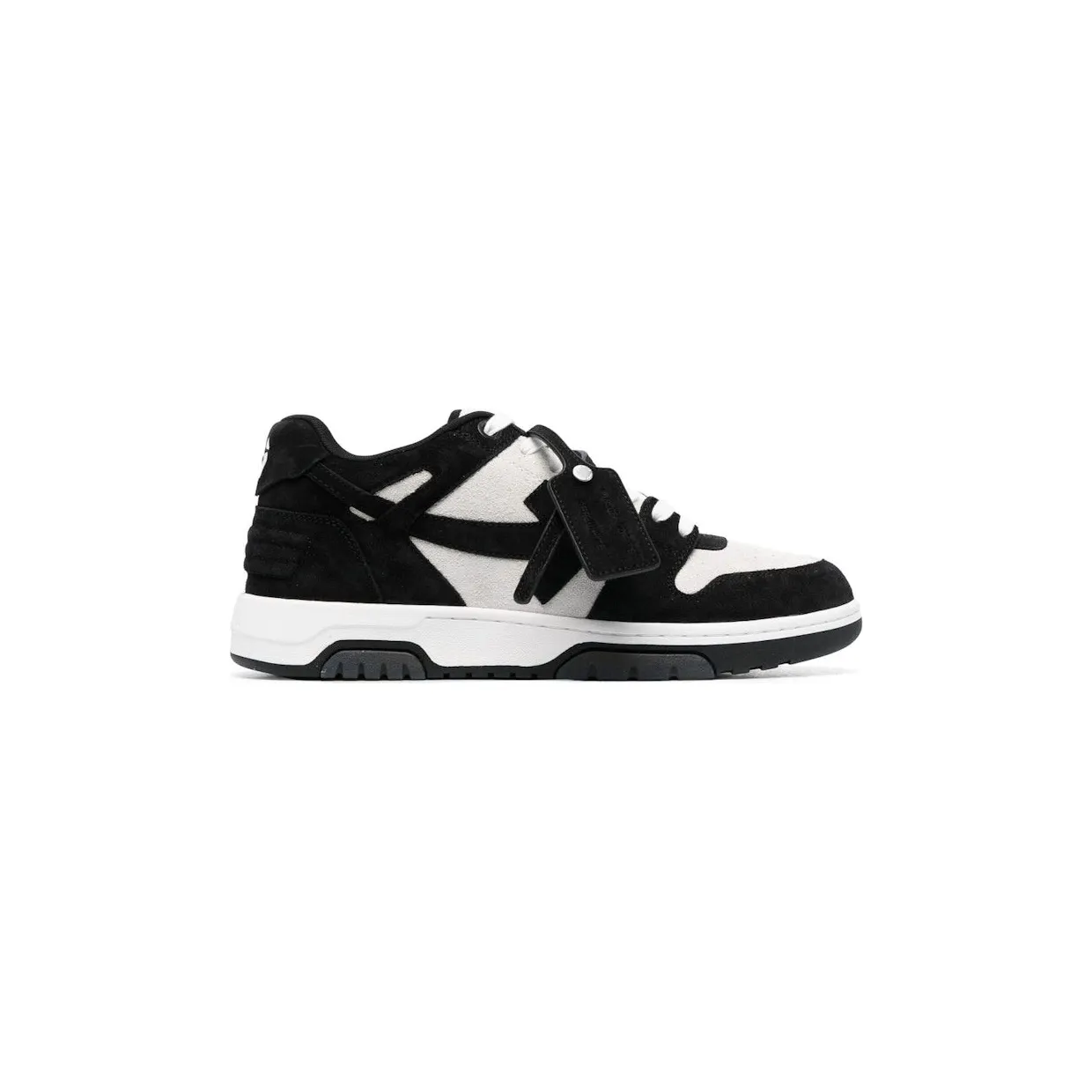OFF-WHITE Out Of Office OOO Low Tops Black White Suede (OMIA189S23LEA0100110)