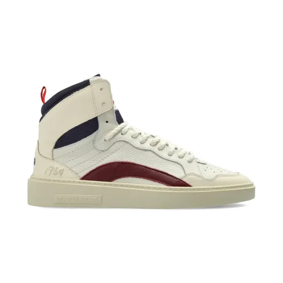 DSQUARED2 Rider leren high-top sneakers met vlakken – Beige (SNM045325108697)