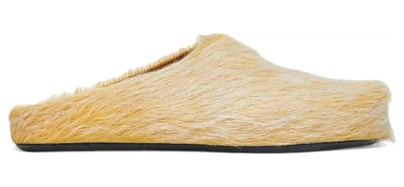 Marni Long Hair Calfskin Fussbett Sabot Mule Yellow (SBMR000600P800600Y18)