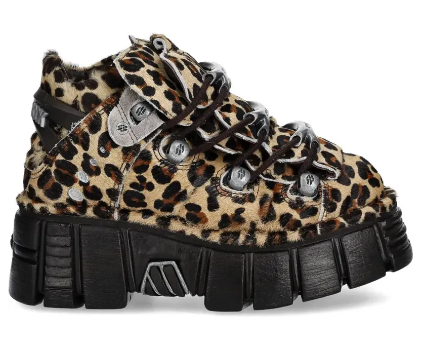 New Rock 60mm met luipaardprint en plateauzool “Brown” (M106C114)