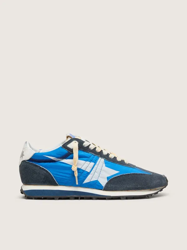 Golden Goose Men’S Marathon With Blue Nylon Upper And White Star (GMF00683.F005463.50738)