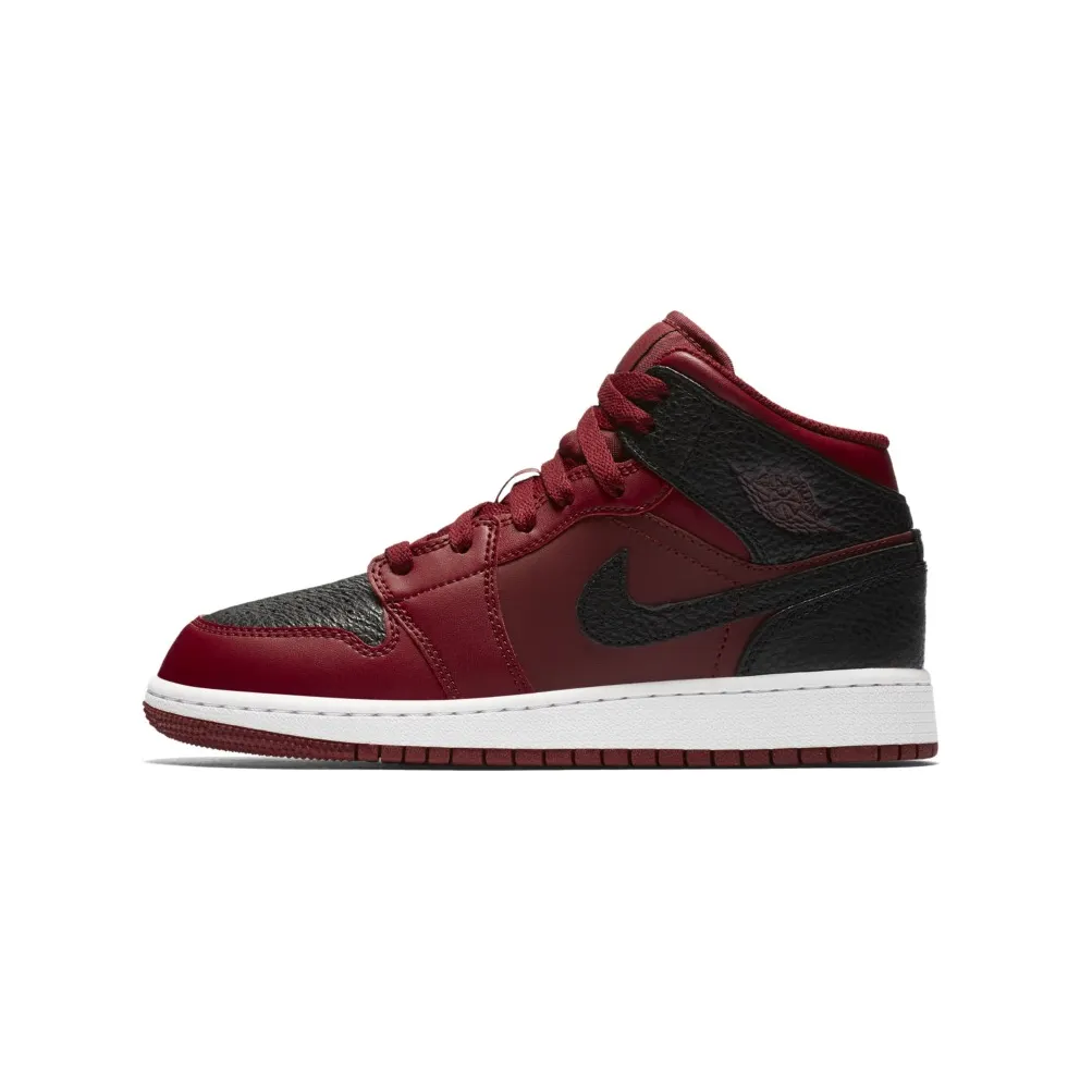 Jordan 1 Mid Team Red Black White (GS) Team Red/Black-Summit White (554725-601)