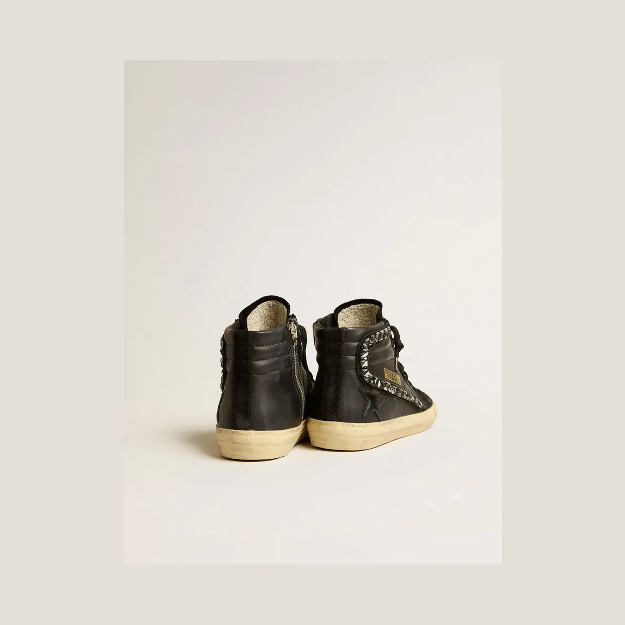 Golden Goose Slide In Leather With Black Star And Swarovski Crystal Flash (GWF00115.F005159.90100) (5)
