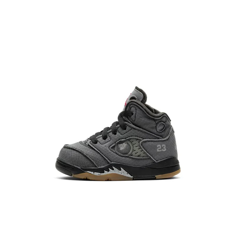 Jordan 5 Retro Off-White Black (TD) Black/Muslin-Fire Red (CV4828-001)