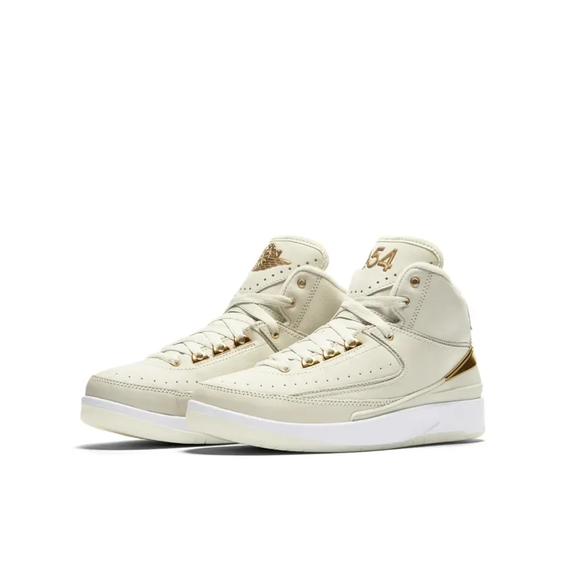 Jordan 2 Retro Quai 54 (GS) Light Bone/White-Metallic Gold (866034-001)