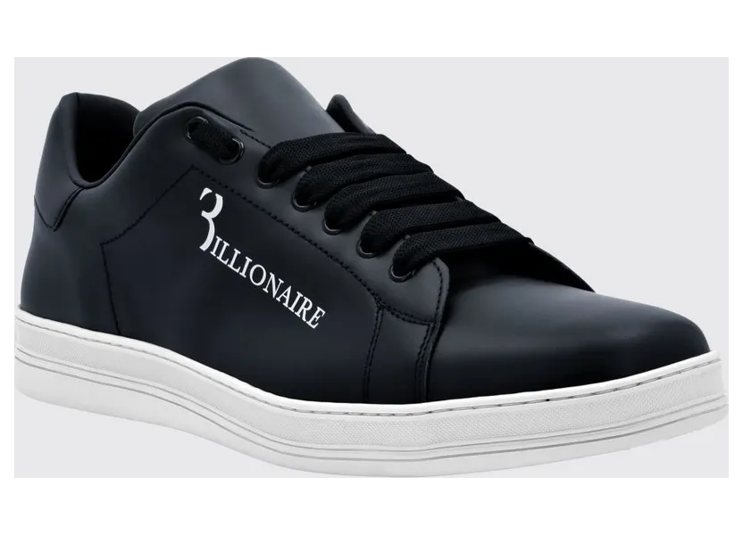 Billionaire Smooth Leather Low-Top Sneakers with Printed Logo and Padded Ankle Blue (RABSMSC3792BLE029N24)
