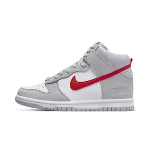 Nike Dunk High Athletic Club Grey Red (GS) “Light Smoke Grey / White / Gym Red” (DH9750-001)