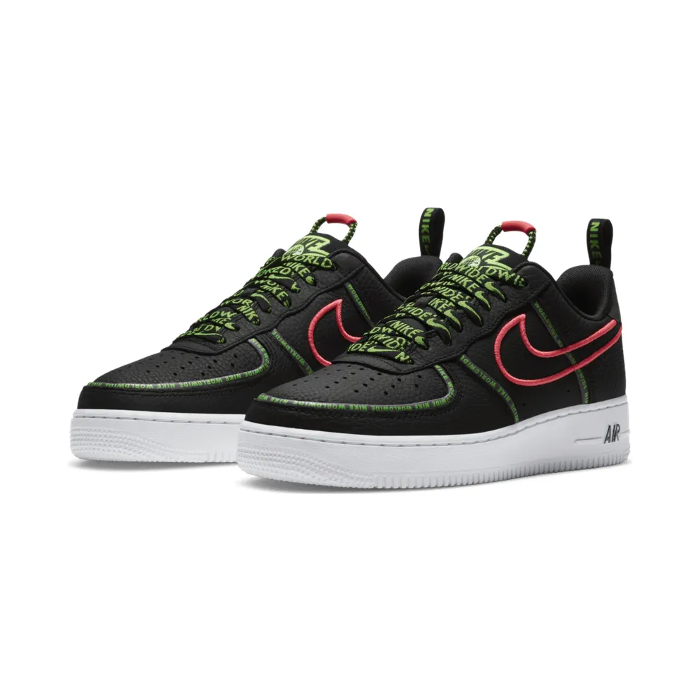 Nike Air Force 1 ’07 Worldwide Black/Flash Crimson/Green Strike (CK7213-001)