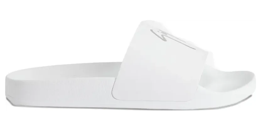 Giuseppe Zanotti Brett leren slippers verfraaid met logo – Wit (RW50026H04)