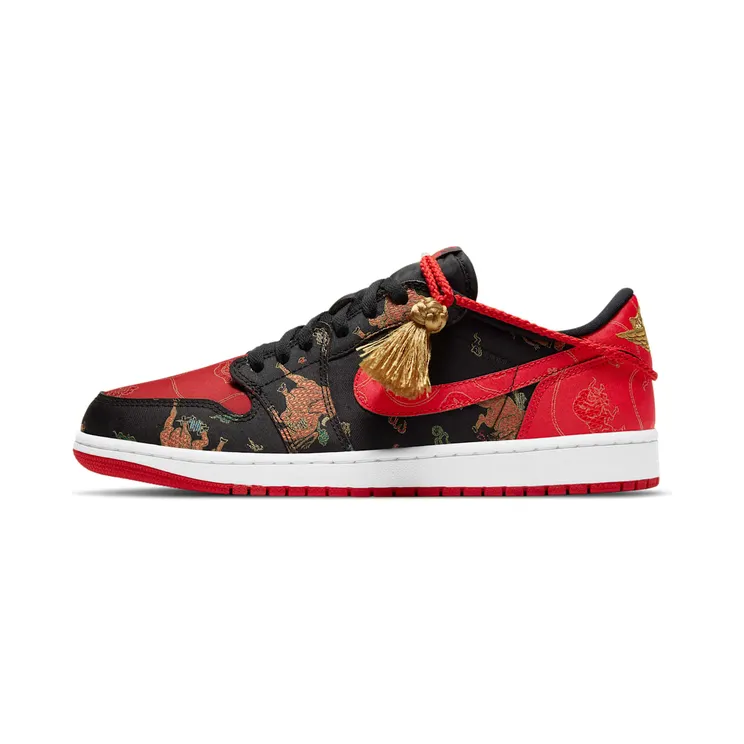 Air Jordan 1 Low OG Chinese New Year “Black / Metallic Gold / White / University Red” (DD2233-001)