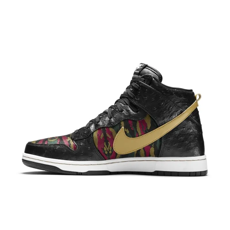 Nike Dunk CMFT Tiger Camo Black/Hyper Red-Gorge Green-Flat Gold (716714-002)