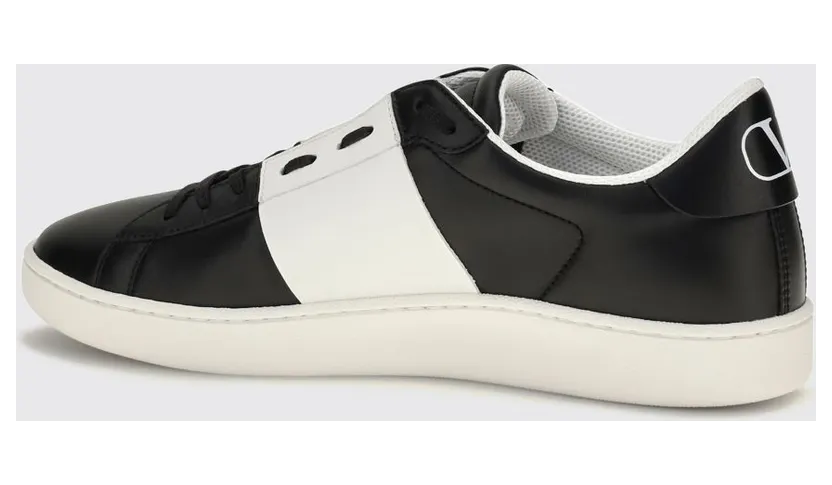 Valentino garavani Open Calf Leather Sneakers with VLogo Signature Black (S0N84BYA0NI) (2)