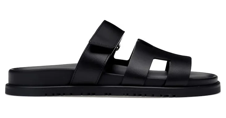Hermes Chypre Sandal Noir Calfskin Leather (H222299Z)