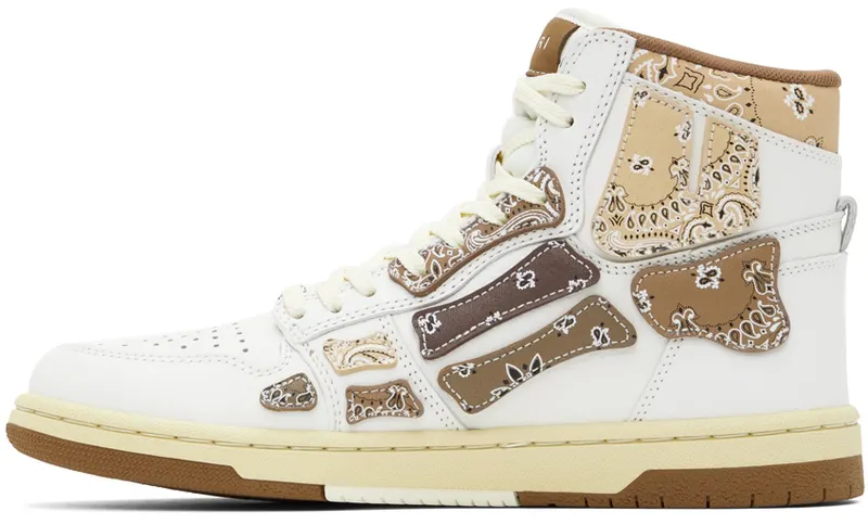 AMIRI White & Brown Skel Top Hi Sneakers (PF22MFS032-126)