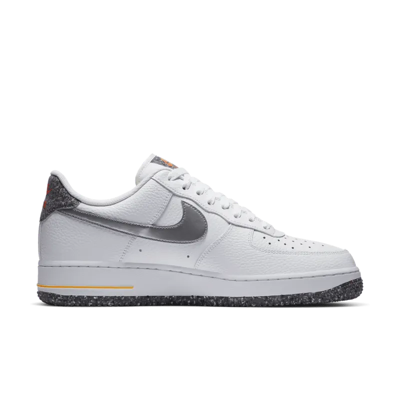 Nike Air Force 1 Crater Grind White White/Metallic Silver-Light Smoke Grey-Laser Orange (DA4676-100)