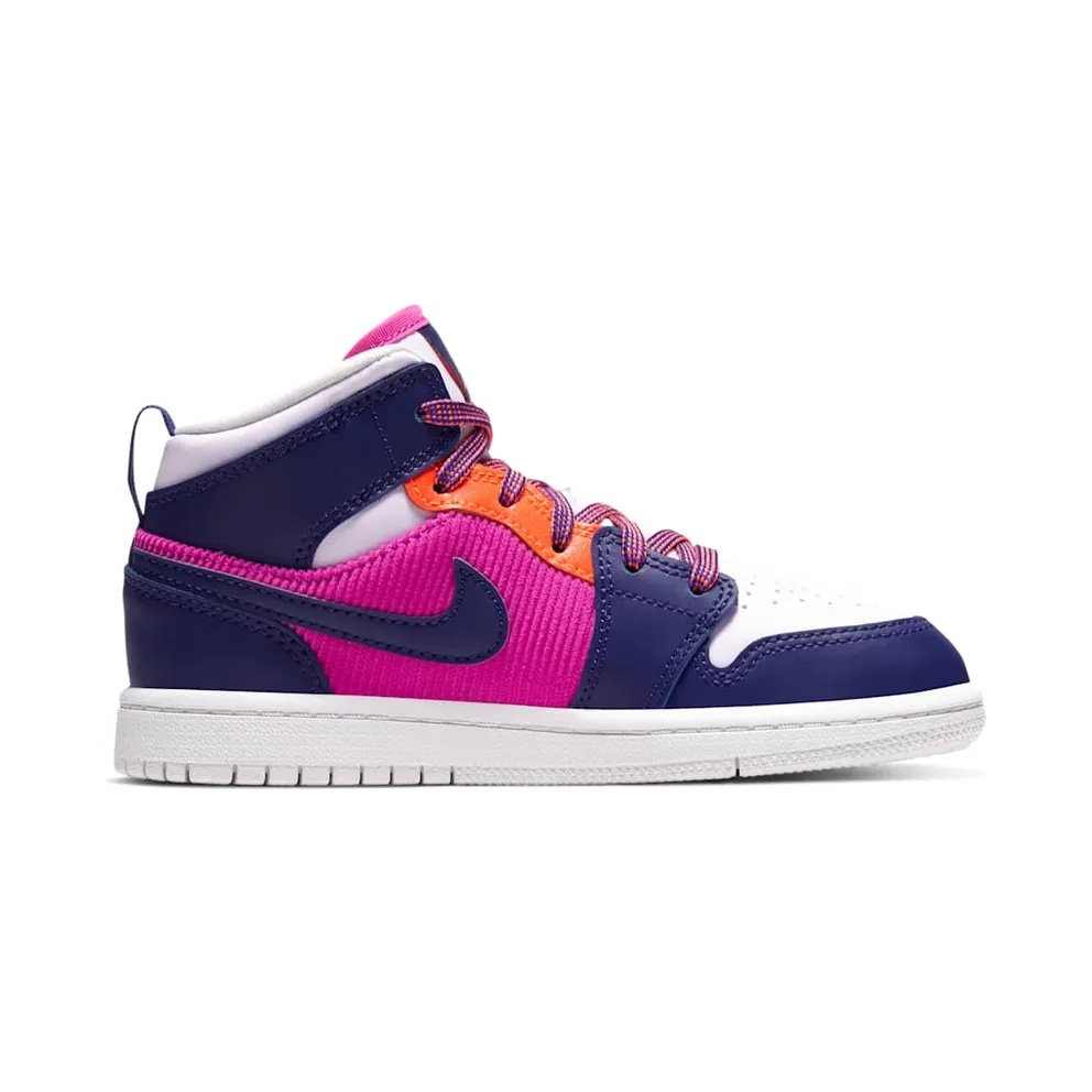 Jordan 1 Mid Fire Pink Barely Grape (PS) Fire Pink/Barely Grape-Hyper Crimson-Regency Purple (640737-602)