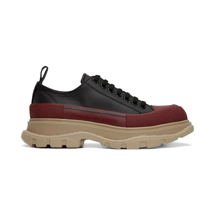Alexander McQueen Tread Slick Low Lace Up Black Red Beige (705662 WHZ6H 1541)