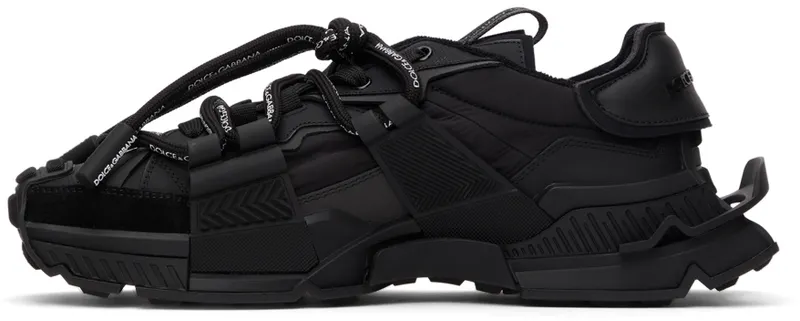 Dolce & Gabbana Black Mixed-Materials Space Sneakers (CS1963 AQ407)