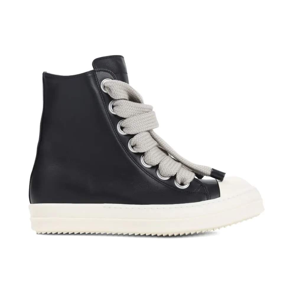Rick Owens Jumbolace leren high-top – Black (RU02E1892LCOW2)