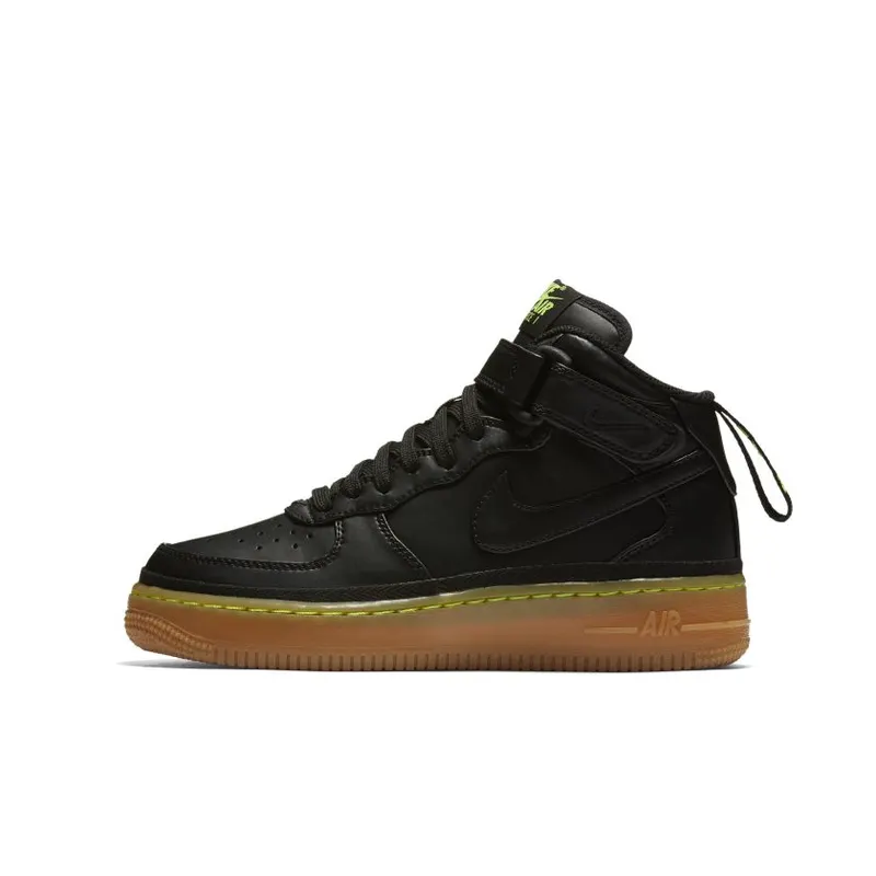 Nike Air Force 1 Mid Black Gum Volt (GS) Black/Black-Gum Light Brown-Volt (820342-004)