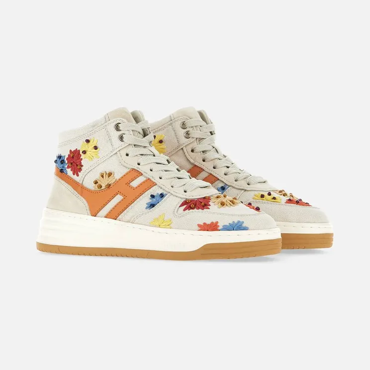 Sneakers Hogan H630 High Top Ivory Orange Red (GYW6300EZ10S530TA3)