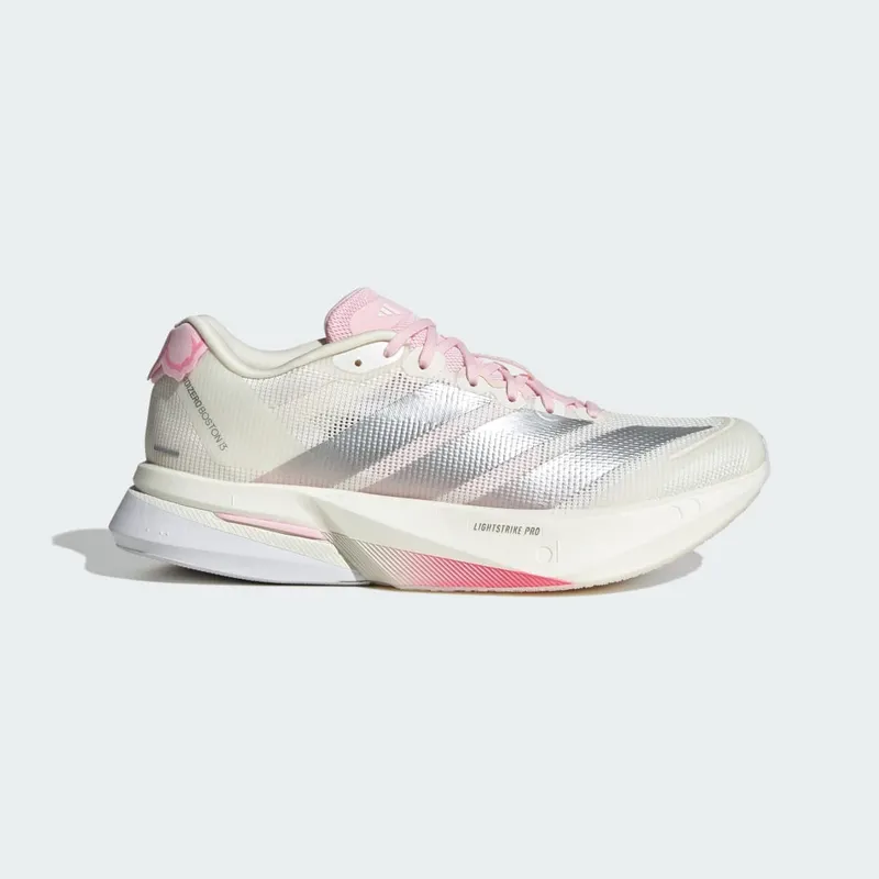 Adidas Adizero Boston 13 Core White / Silver Metallic / Clear Pink (JQ9667)