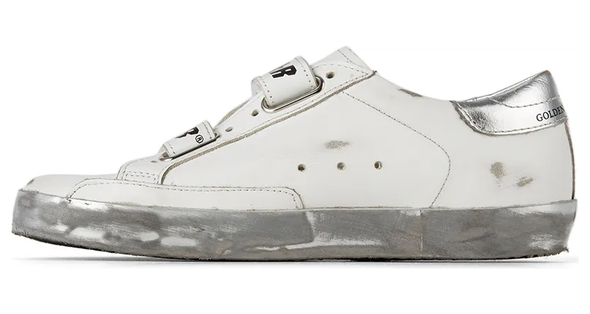 Golden Goose Kids White & Silver Glitter Old School Velcro Sneakers (GYF00111.F001982.80185) (3)