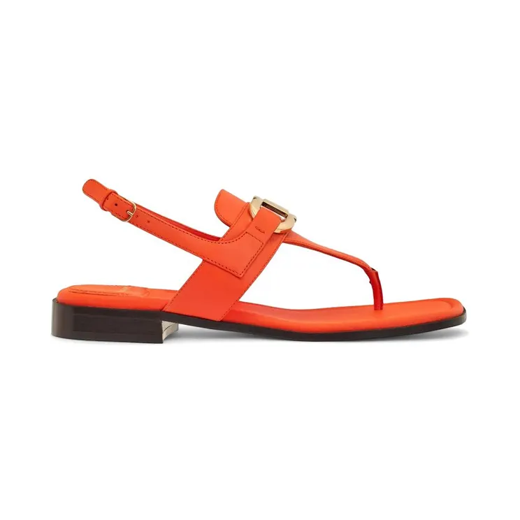 Ferragamo Gancini Leather Flat Sandals Orange (01G998769646)