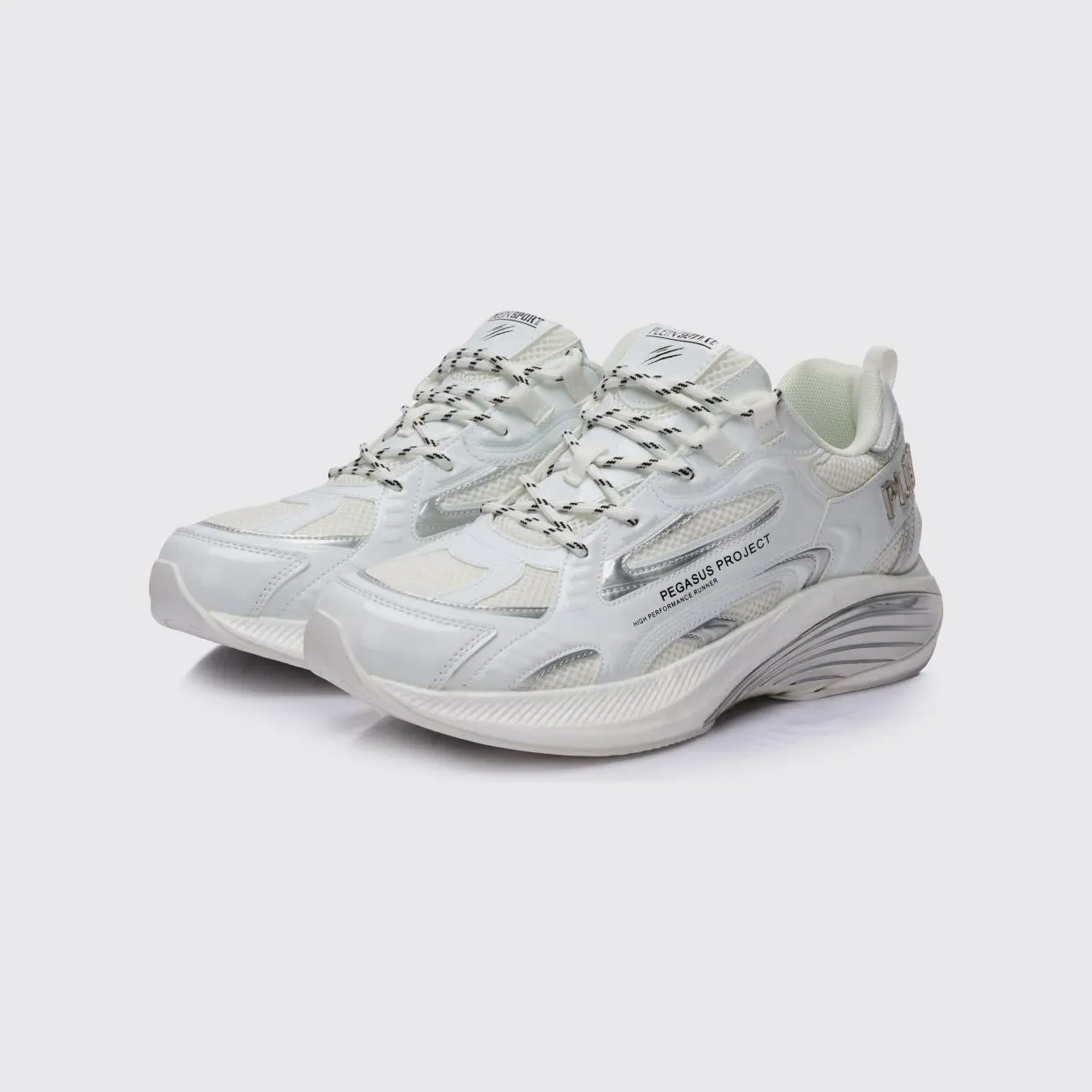 Plein Sport Pegasus Project Mesh And Patent Leather Sneakers White (FAESUSC0848STE003N01)