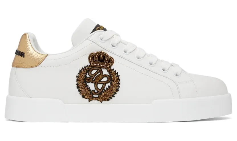 Dolce & Gabbana White Logo Patch Portofino Sneakers (CS1761 AH136)