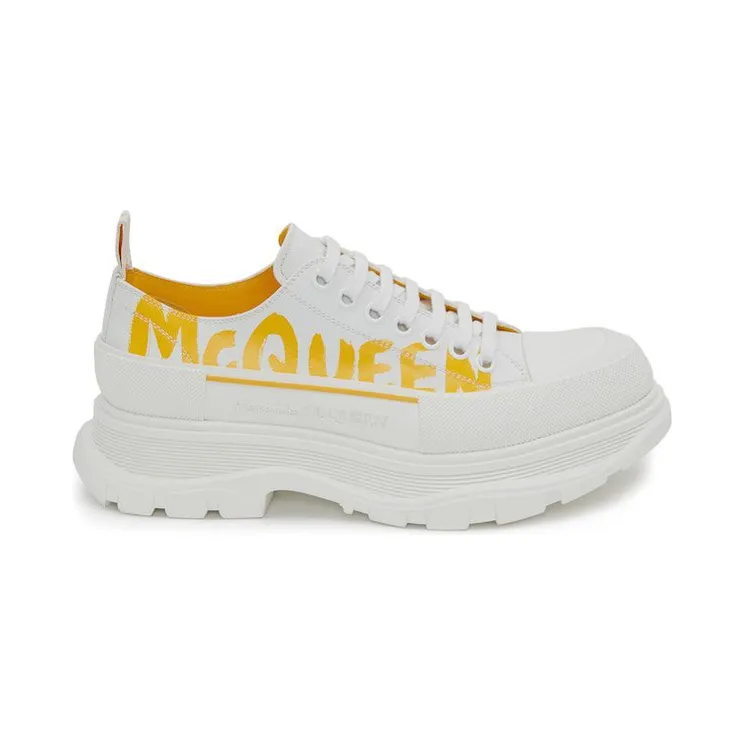 Alexander McQueen Tread Slick Low Lace Up Graffiti White Yellow Pop (711108WIAT69429)