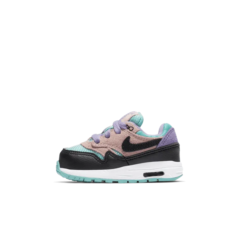 Nike Air Max 1 Have a Day (TD) Black/White-Space Purple-Bleached Coral-Hyper Jade (BQ7214-001)
