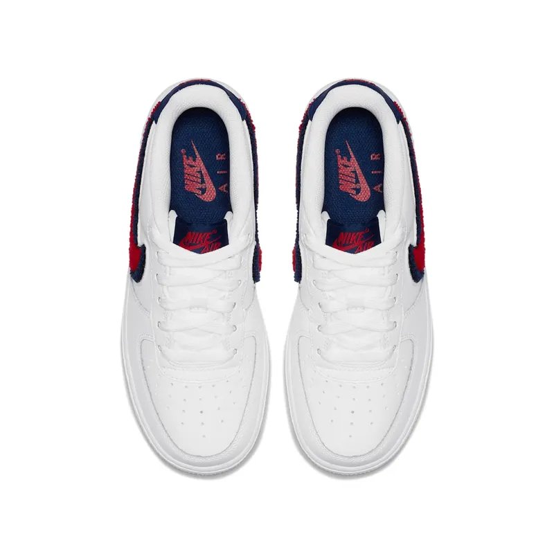 Nike Air Force 1 Low 3D Chenille Swoosh USA (GS) White/University Red-Blue Void (AO3620-101)
