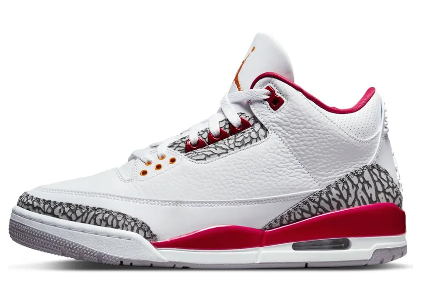 Air Jordan 3 “Cardinal Red”: olifantenprint met een rode onderstroom