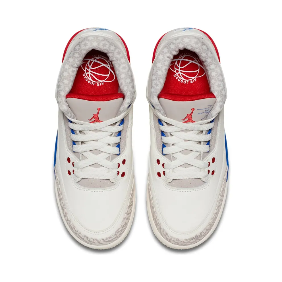 Jordan 3 Retro International Flight (GS) Sail/Sport Royal-Light Bone-Fire Red (398614-140)