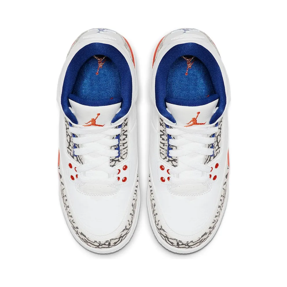 Jordan 3 Retro Knicks (GS) White/Old Royal-University Orange-Tech Grey (398614-148)