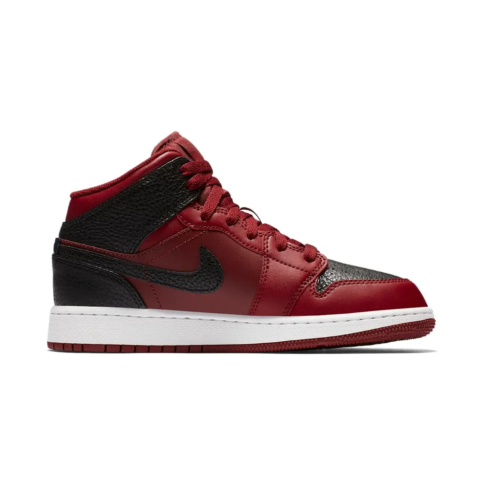 Jordan 1 Mid Team Red Black White (GS) Team Red/Black-Summit White (554725-601)