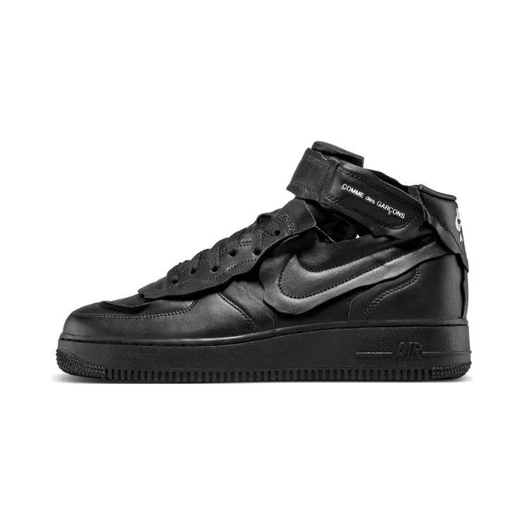 Nike Comme des Garcons x Air Force 1 Mid Triple Black Black/Black/Black (DC3601-001)