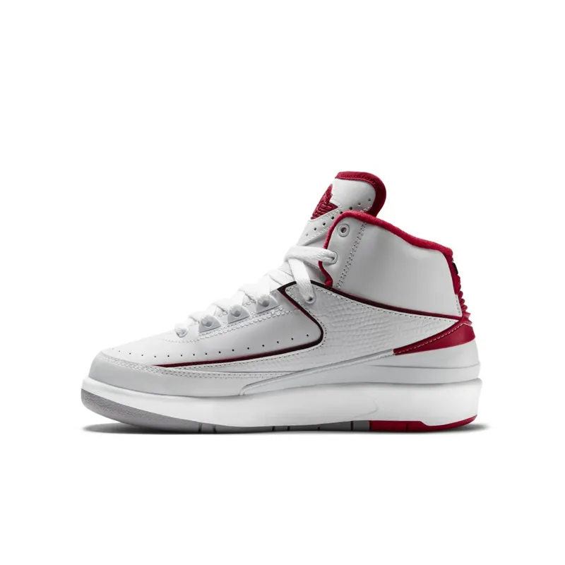 Jordan 2 Retro White Red 2014 (GS) White/Black-Varsity Red-Cement Grey (395718-102)