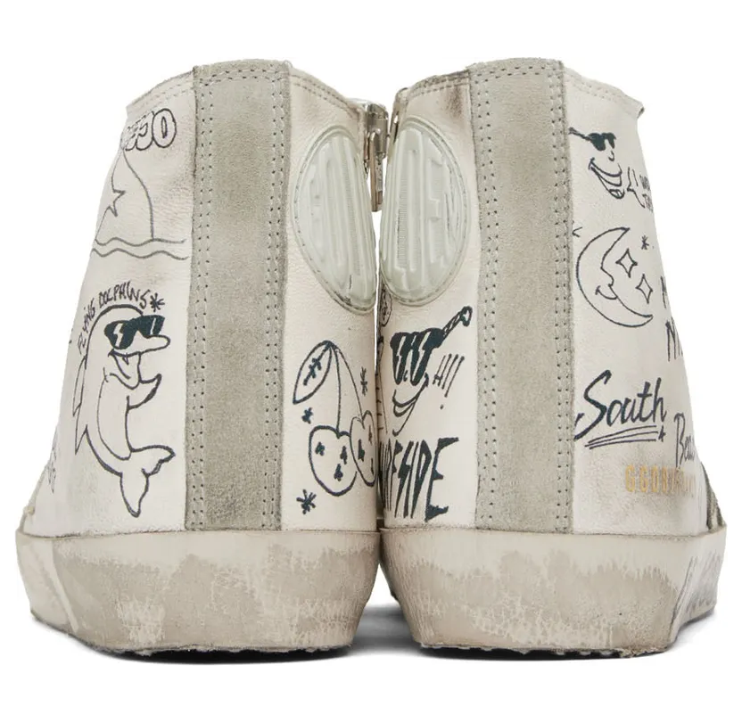 Golden Goose White & Gray Francy Classic High-Top Sneakers (GWF00113.F002669.10220) (2)