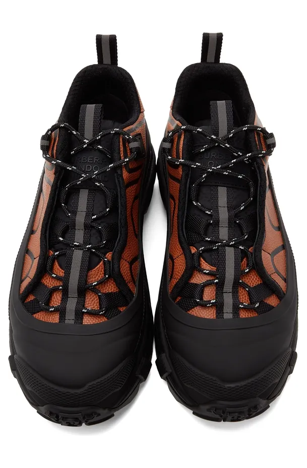Burberry Black & Orange Leather Arthur Sneakers (8042311) (5)