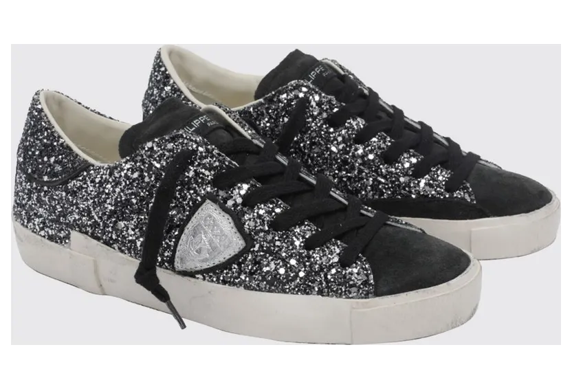 Philippe Model Prsx Bicolour Low-Top Calfskin Trainers with Shield Logo Black 1 (PRLDGG11)